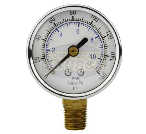 Quality 1/4&#034; npt air pressure gauge 0-160 psi side / bottom mnt mount 2&#034; face for sale