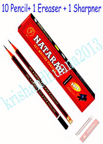10 pencil  Natraj Pencils -Jumbo box of 1 With Free 1 Erasers &amp; 1 Sharpeners