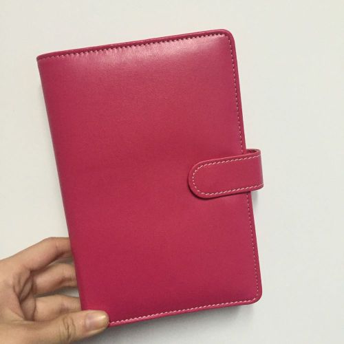 Hot pink macaron planner organizer binder A6 personal size PU leather