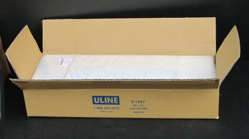 250 24x36&#034; 2 Mil Clear Flat Open Top Poly Bag Uline S-1357 New