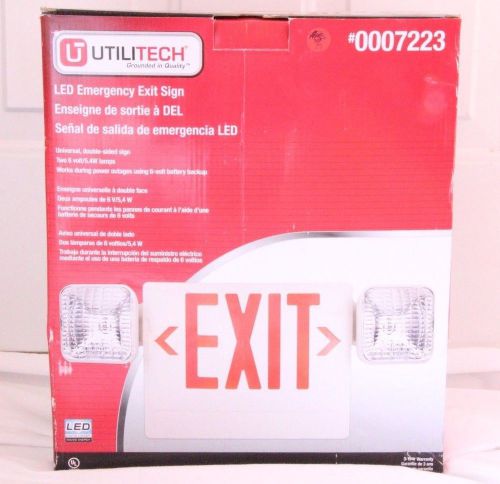 UtiliTech LED Emergency Double-Sided Double Lamp Exit Sign W/ Battery Backup