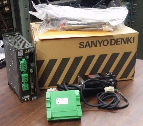 Sanyo Denki Servo Amplifier PY2A015A3N31SOY, Cables, and P50N0505020DXSSEM Servo