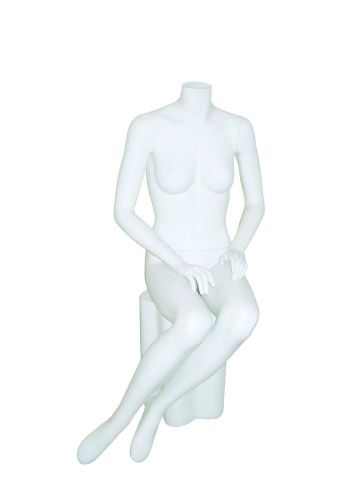 HEADLESS FEMALE ADULT FIBERGLASS DISPLAY SEATED MANNEQUIN - WHITE MATTE FINISH