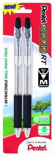 Pentel R.S.V.P. Rt Retractable Ballpoint Pen Medium Line Black Ink (Pack of 6)