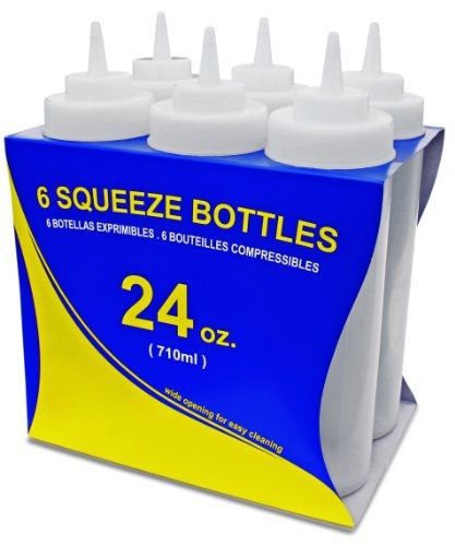 New star foodservice 26252 plastic wide mouth squeeze bottles, 24-ounce, set of for sale