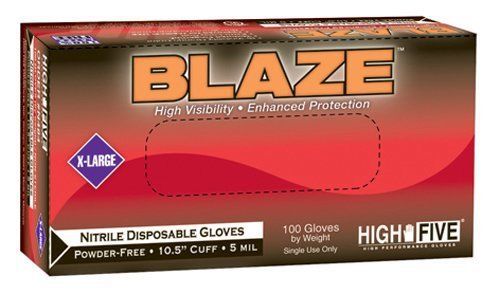 High five blaze 10.5&#034; nitrile exam gloves, large, 100 gloves for sale