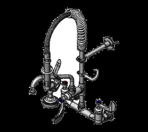 T&amp;s brass mpz-8wwn-08-cr mini pre-rinse unit 8&#034; wall mount low flow spray valve for sale