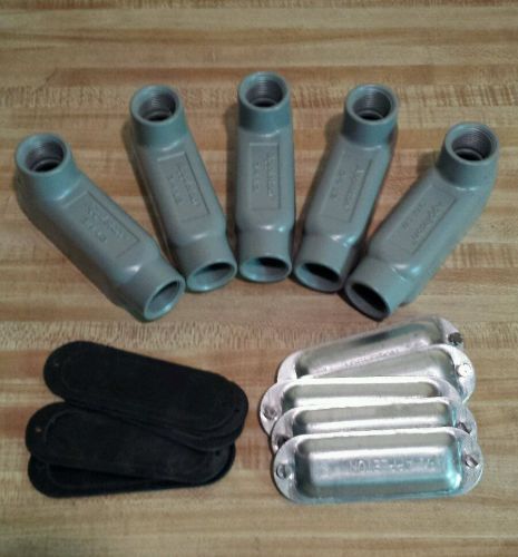 Appleton lb75-a 3/4 inch lb conduit body lot (5) covers and gaskets for sale