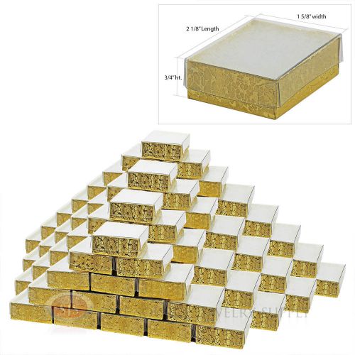 100 gold view top cotton filled jewelry gift boxes  2 1/8&#034; x 1 5/8&#034; charm for sale