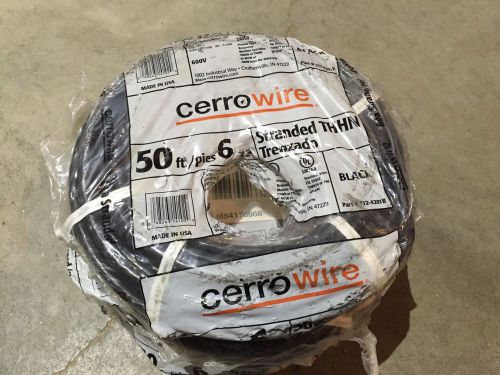 Cerrowire 50&#039; Stranded 6 Gauge THHN Black - Made In USA