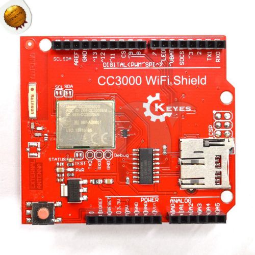 Cc3000 wifi shield for arduino r3 with sd card slot supports mega2560 for sale