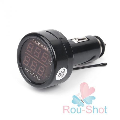 New Car Battery Monitor 2 in 1 Car Digital LCD Screen Thermometer Voltmeter