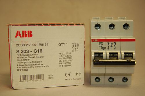 Abb s203-c16 circuit breaker 16 amp 3 pole 400 volt  3p new s203 50/60hz new for sale