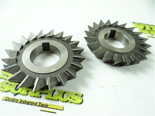 PAIR OF HSS SINGLE ANGLED MILLING CUTTERS 2-3/4&#034; WITH 1&#034; BORE