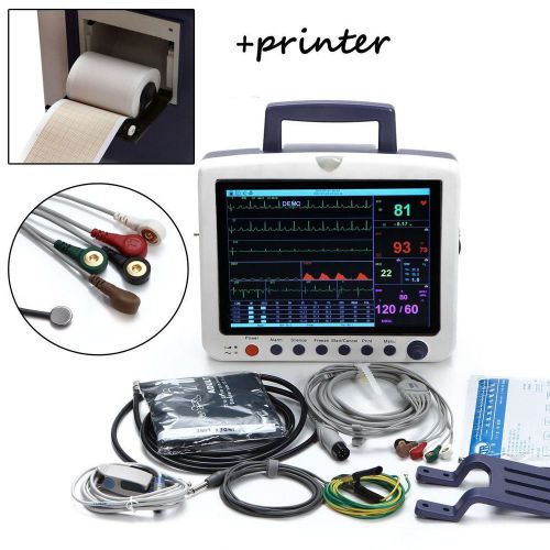ICU CCU Vital Sign Patient Monitor ECG NIBP SPO2 RESP TEMP PR + Thermal Printer