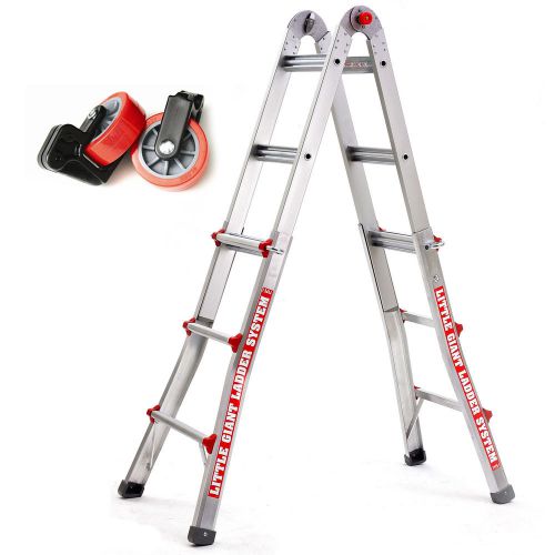 Little giant 14010 type 1 13&#039; alta-one ladder with tip n&#039; glide wheel kit for sale