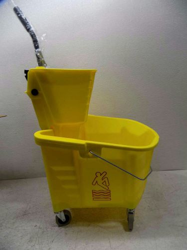 Continental 226-312yw 26 qt yellow splash guard mop bucket w/side-press wringer for sale