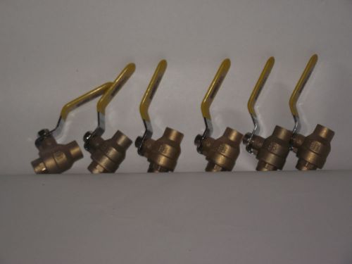 Lot of six water valve brass 1/2&#034; x 1/2&#034; brass ball valve solder free shipping for sale