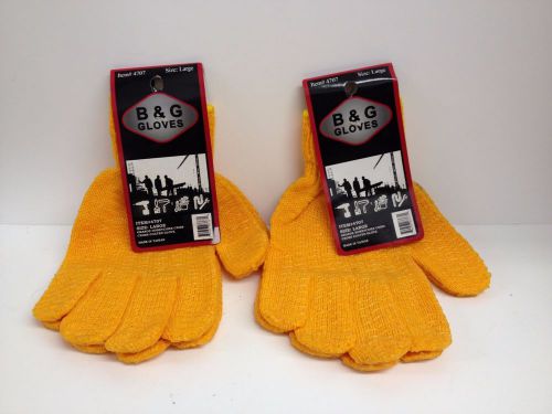 B &amp; G Orange Honeycomb Criss Cross Coated Gloves Size Large #4707 Lot of 2