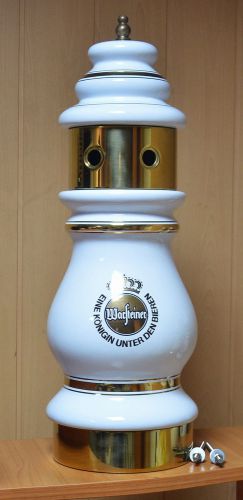 Beer Tap Faucet Draft Double Ceramic Tower keg  logo Warsteiner
