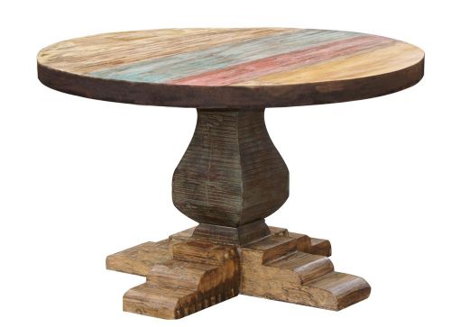 Reclaimed Rustic Solid Wood 48&#034; Round Dining Table 3&#034;Thick Top Distressed Finish
