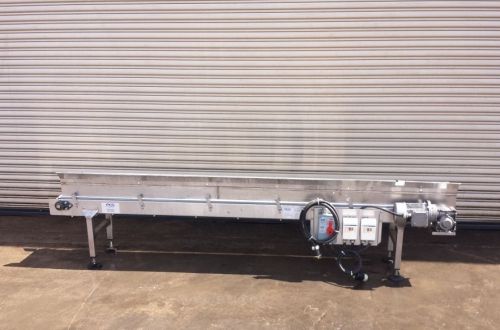 11” x 9’ Long SS Cleated Food Conveyor with Plastic Belt, Food Conveying