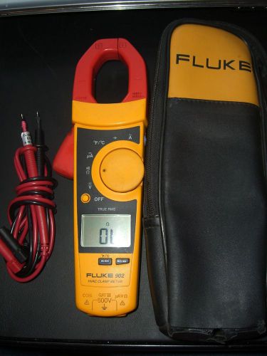 Fluke 902 hvac clamp meter **tested** with fluke c33 soft case and cat iii leads for sale