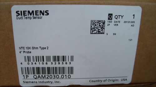 Siemens NTC 10K Ohm HVAC Duct Temperature Sensor - QAM2030.010 *NEW*