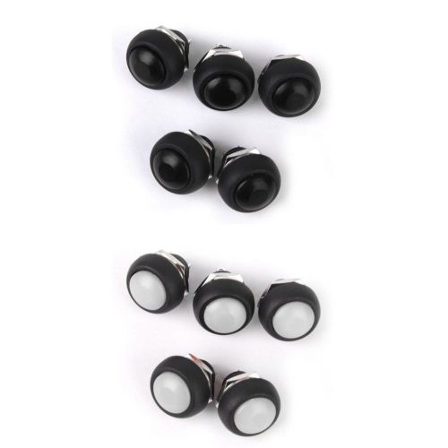 10Pc BLK/White Momentary Push Button Horn Switch OFF (ON) for Dashboard Boat Car