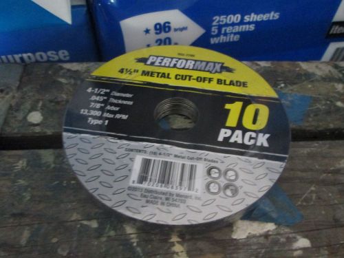 10 Pack Performax 4 1/2&#034; Metal Cut-0ff Blades 7/8&#034; Arbor FREE DELIVERY
