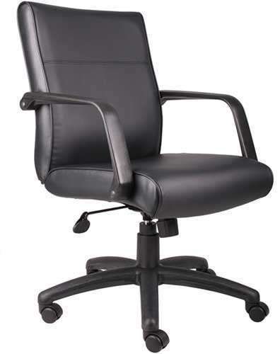 CONFERENCE CHAIRS Office Room Black Leather Mid Back w/ Black Base Contemporary