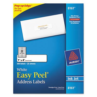 Easy Peel Inkjet Address Labels, 1 x 4, White, 500/Pack 8161