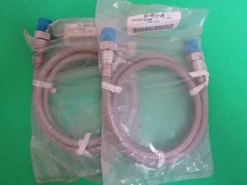 Lot of 2 - SWAGELOK SS-4BHM-36 Braided Hose, SS, 1/4&#034; Male NPT, 36&#034;