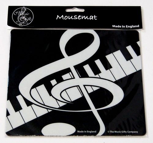 The Music Gifts Company MOM06 Mouse Pad Keyboard Clef Color Black White