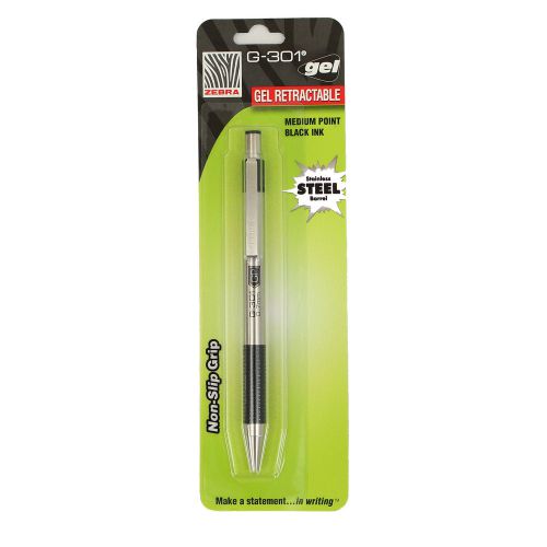 Zebra G-301 Retractable Gel Pen, Black 0.7 mm Medium