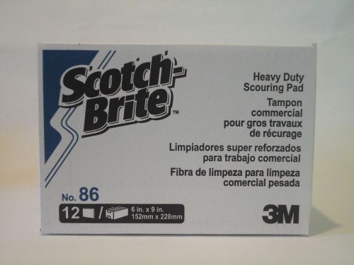 NEW 3M Box of 12 Scotch Brite 86 Heavy Duty 6 x 9 Scouring Pad