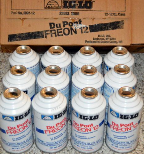 Case of (12) Genuine IG-LO DuPont R12 Freon Refrigerant 12 Ounce Cans NICE