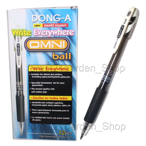 x12 Dong-a Omni Ball Gel ink Pen 0.4mm - Black - Pack of 12 Pens