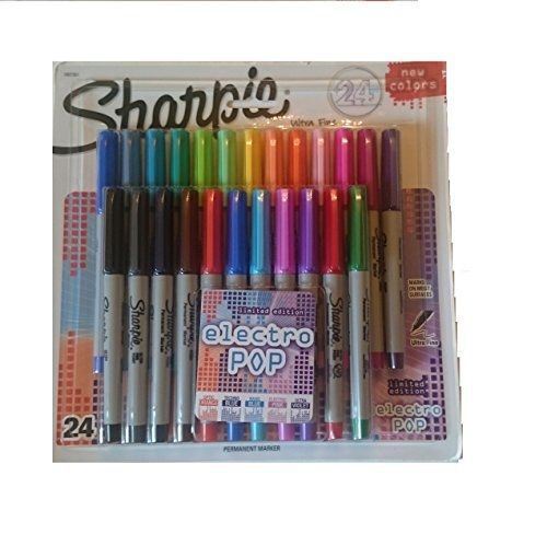 Sharpie Ultra-Fine Point Permanent Marker, Assorted Colors, 24-Pack Electro Pop