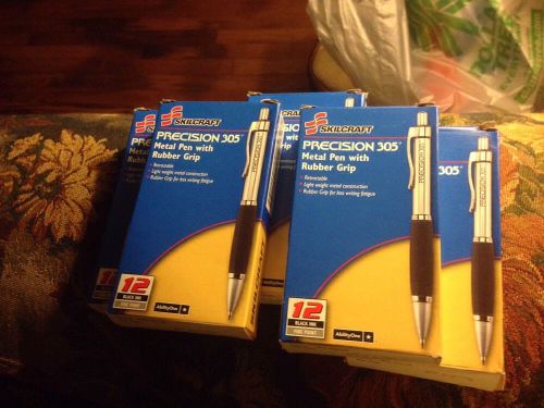 5 Boxes Skilcraft Retractable Metal Barrel Ballpoint Pen - Black Ink - 12 / Box