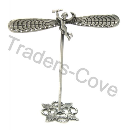 Winged Cupid Metal Pewter Earring Home Store Display Stand Holds 10 Pairs