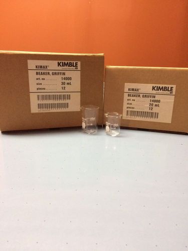 24 Kimax 14000 Griffin Beakers 20ml/30ml