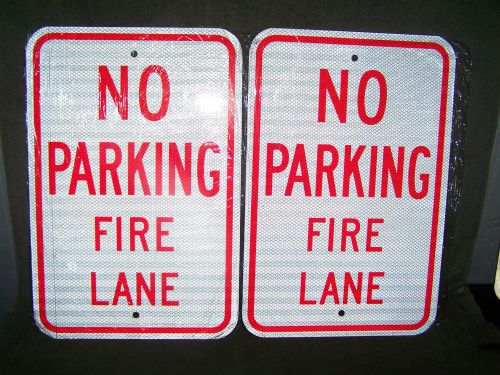 Lot of (2) new fire lane no parking reflective sign for sale