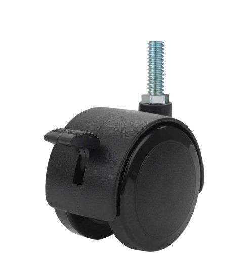 Twin Wheel Caster Solutions TWHN-50U-M23-BK-B 2&#034; Diameter Nylon Wheel Hooded Bra