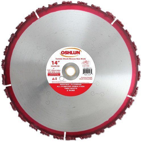 Oshlun SBR-CH14 14-Inch Carbide Chunk Blade with 1-Inch Arbor for Rescue and Dem