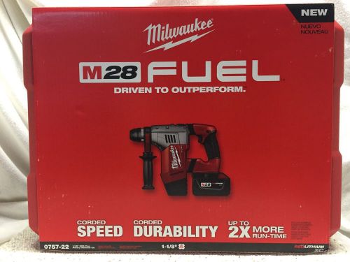 Milwaukee 0757-22 M28 Fuel 1-1/8&#034; SDS Plus Rotary Hammer Kit 28 Volt Li-ion*New*