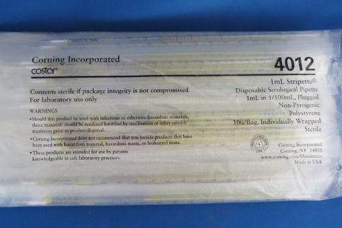 100 Costar 1mL in 1/100 Disposable Serological Pipets Plugged # 4012