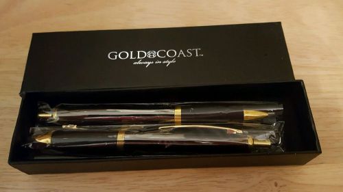 Gold Coast Set of 2 Black Ballpoint Pens in a Gift Box