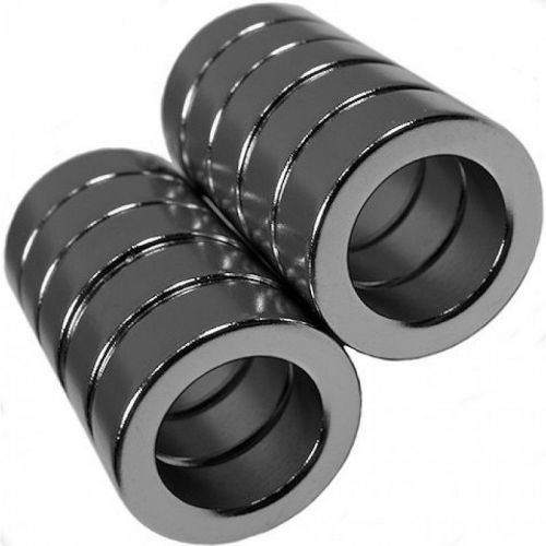 10 Neodymium Magnets 3/4 x 1/2 x 1/4 inch Ring N48