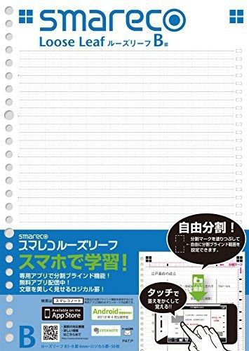 Nakabayashi Smareco Looseleaf, B5 Size, 50 Sheets/100 Pages 6mm Line, 26 Holes